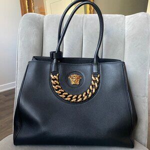 Versace Large Leather Tote medusa and chain